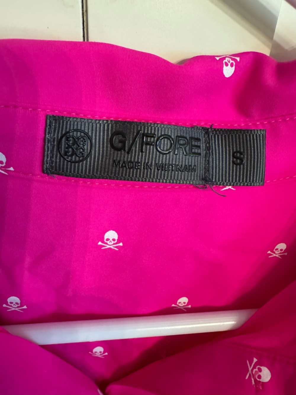 G/FORE Womens Small Pink Skull Golf Polo Long Sleeve Stretch Performance Shirt - Picture 4 of 4